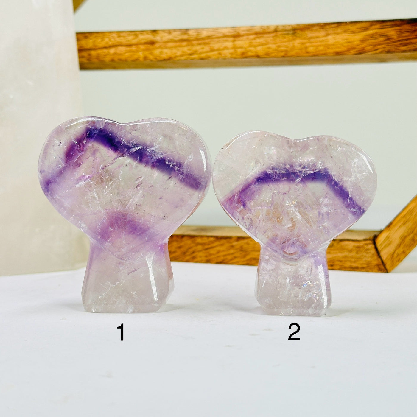 amethyst cut base with decorations in the background