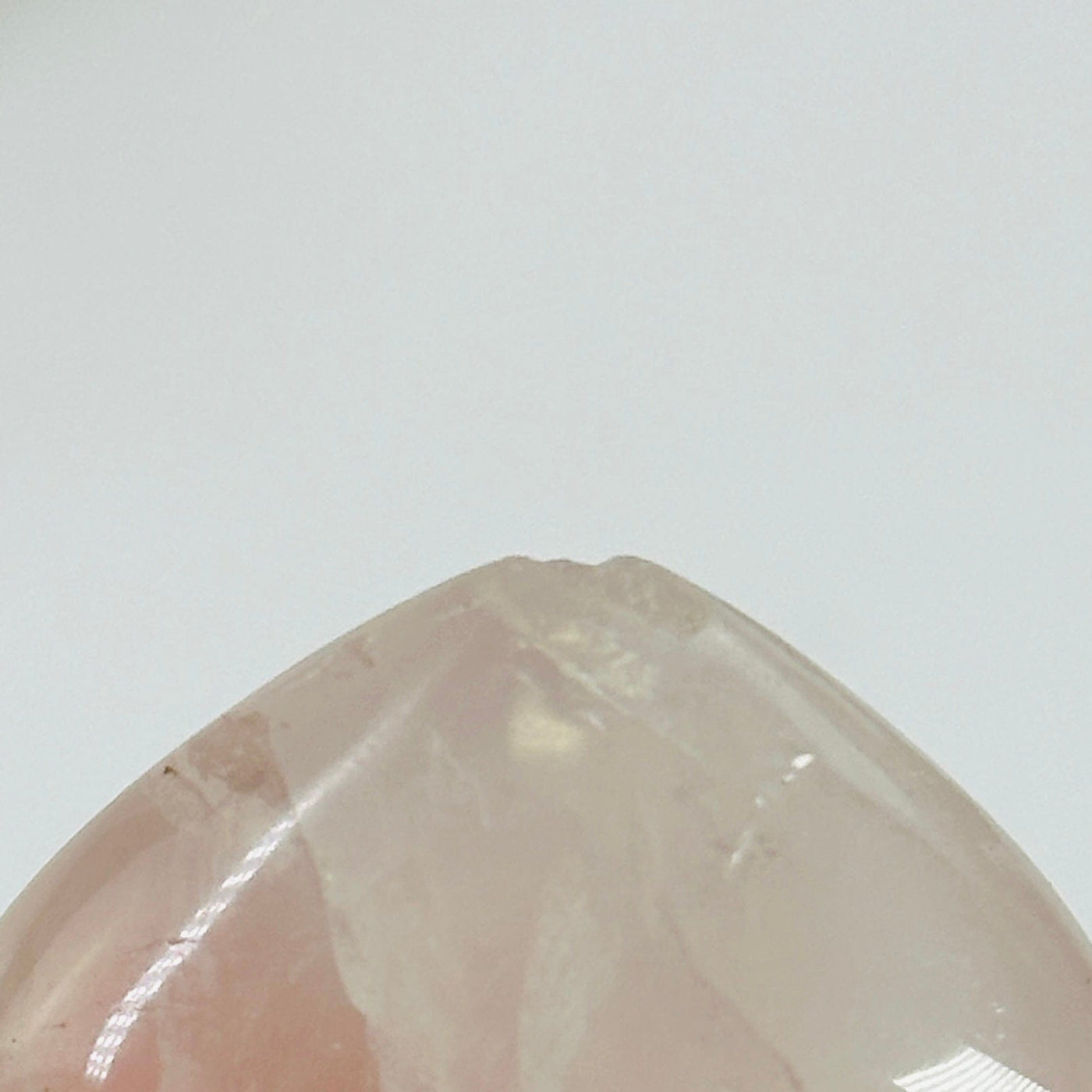up close shot of chip on rose quartz 