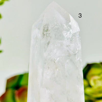 Crystal Quartz Point with Phantoms on Stand - You Choose #2 variant 3 labeled closeup for detail