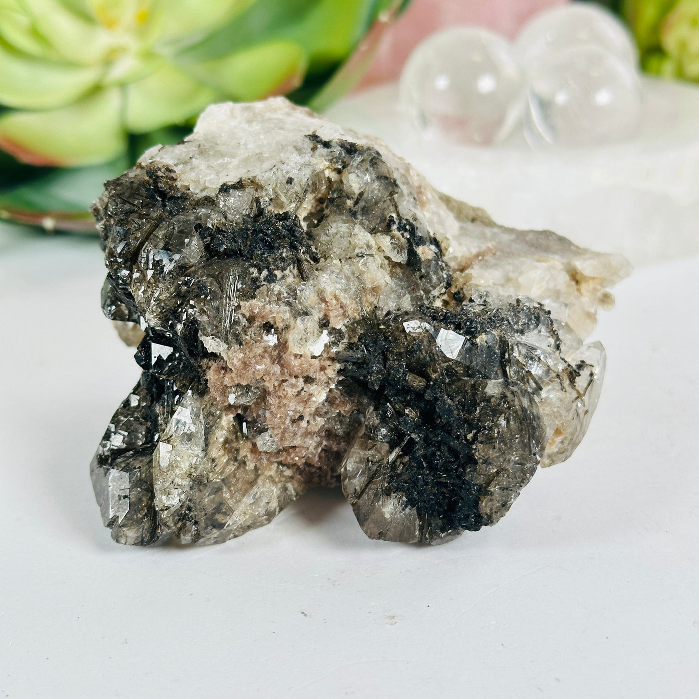 Elestial Alligator Fibrous Smokey Quartz Crystal with Rutile HIGH QUALITY #3 front view