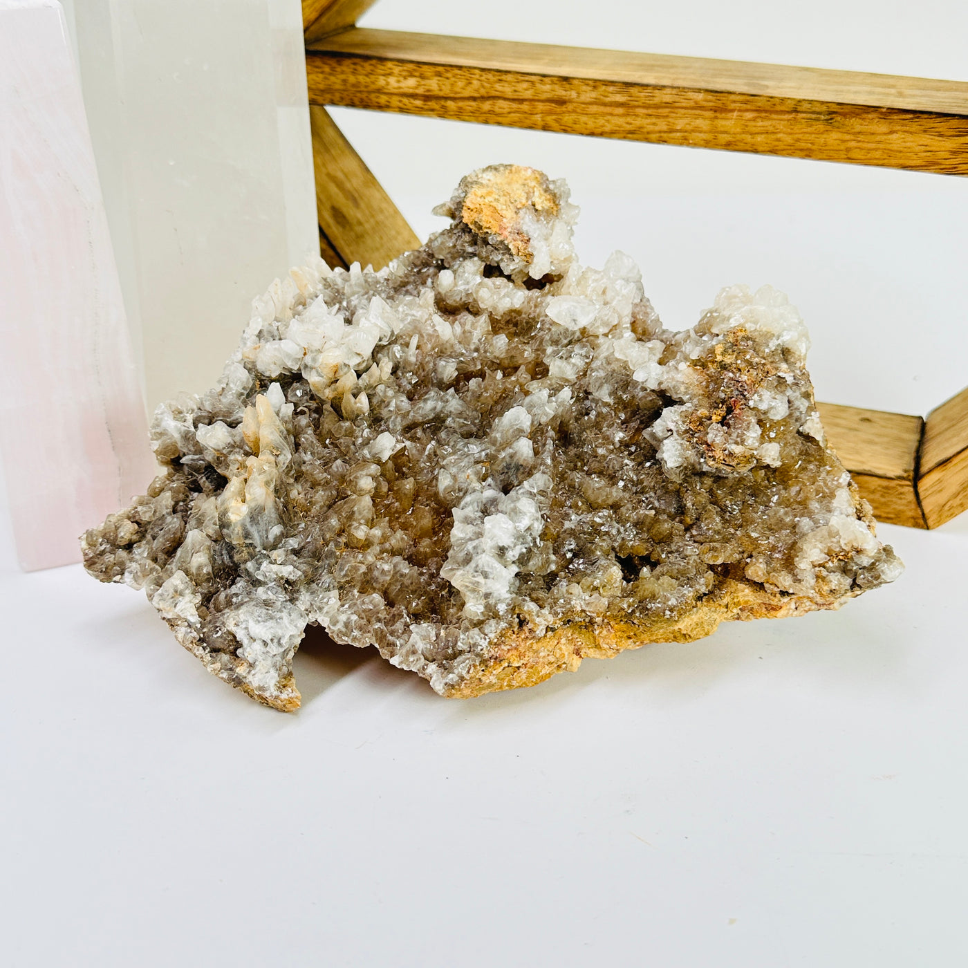 calcite with decorations in the background