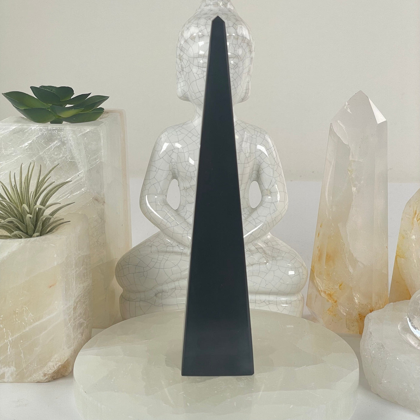 Silver Sheen Obsidian Crystal Obelisk - One-of-a-Kind #2 back view