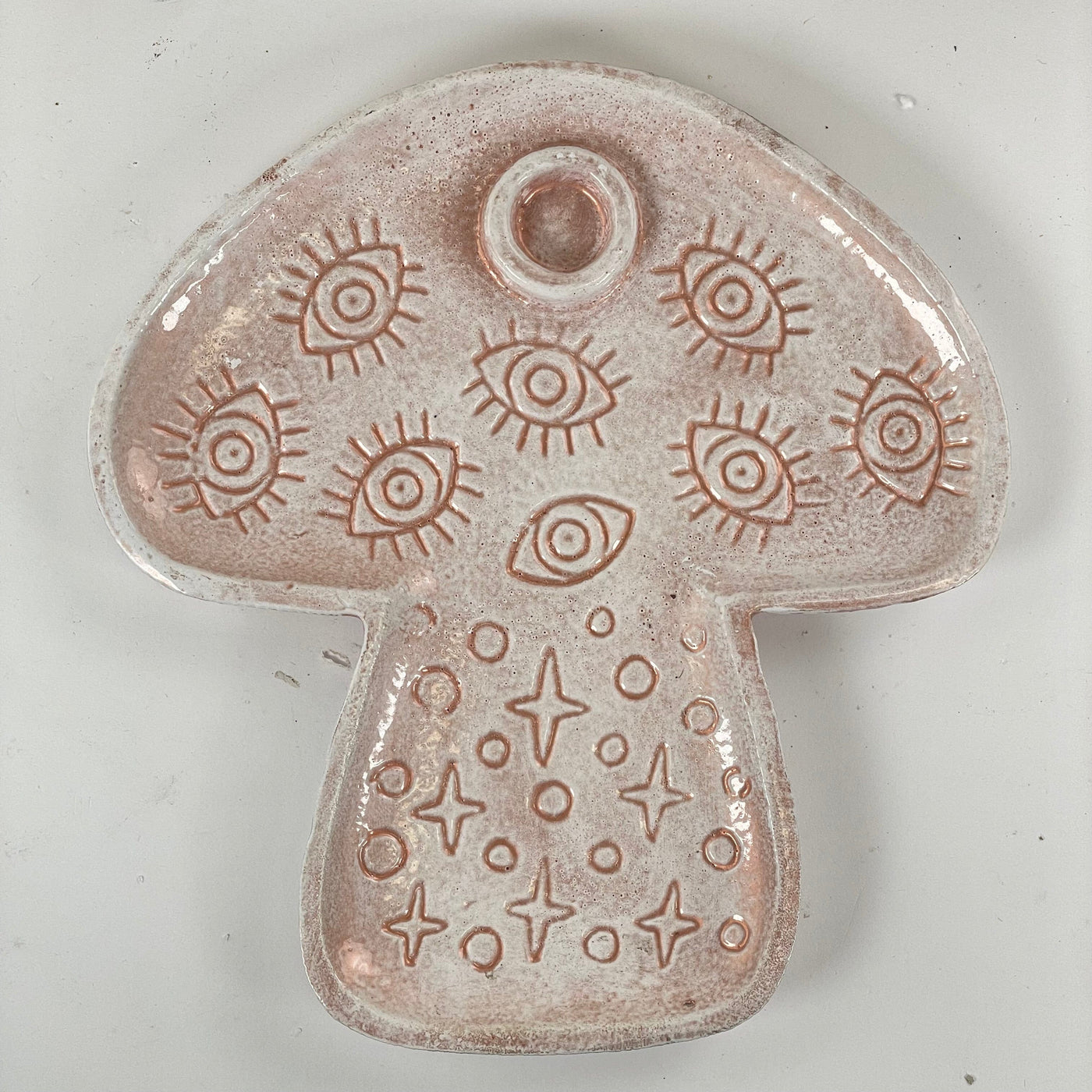 Evil Eye Protection Mushroom Tray with Cone Incense Holder - One-of-a-Kind