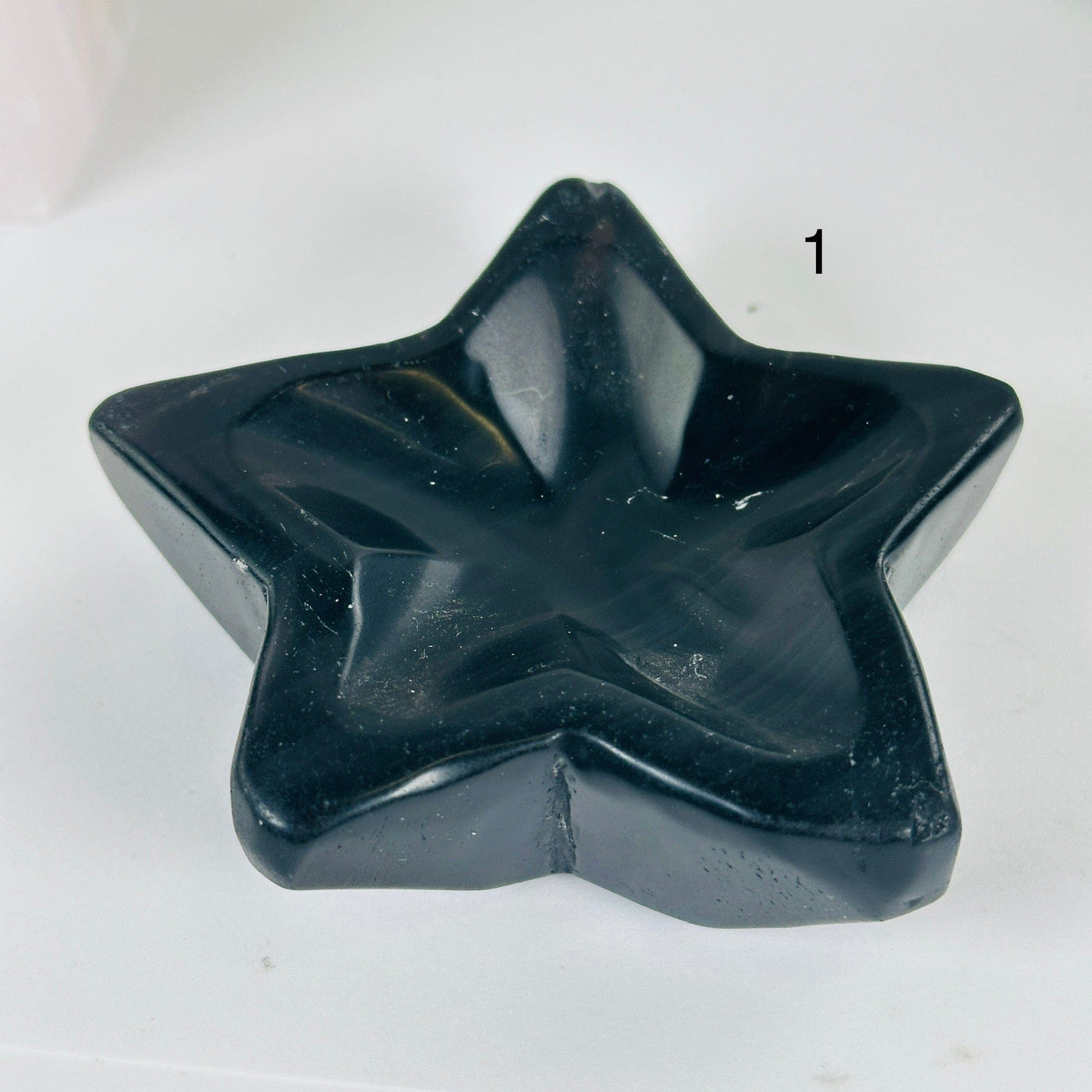 Black Obsidian Crystal Star Dish - You Choose variant 1 labeled