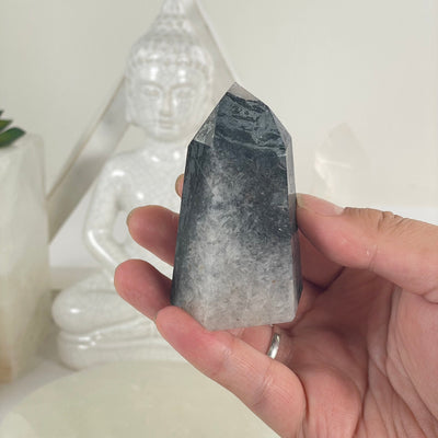 Hematoid Quartz Polished Crystal Point - One-of-a-Kind #2 in hand for size reference