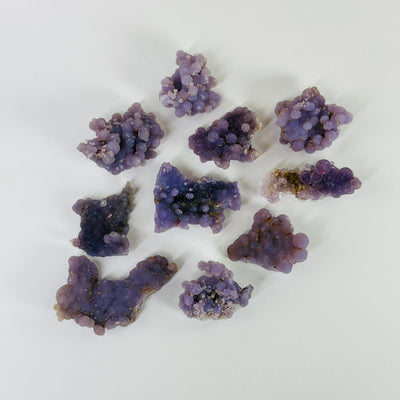 grape agate clusters on white background