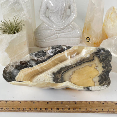 Mexican Onyx Small Bowl - Crystal Dish - You Choose #3 variant 9 labeled with ruler for size reference