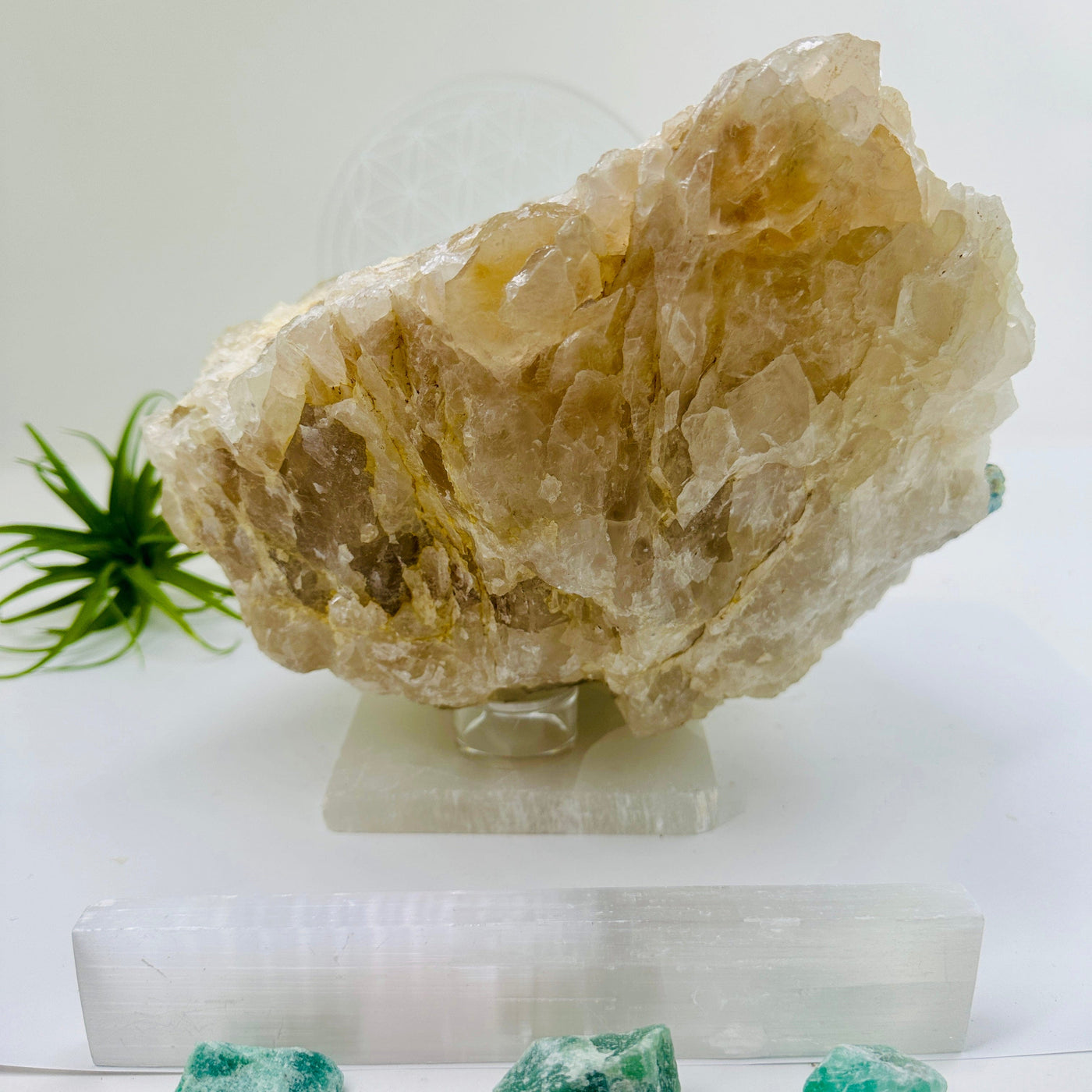 Aquamarine in matrix - extra large aquamarine crystal in natural rough stone side view