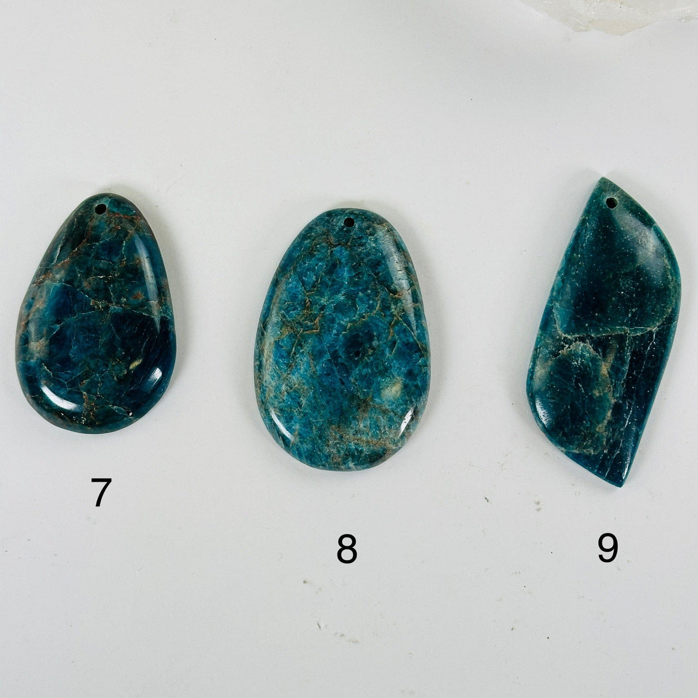 Apatite Polished Crystal Pendant - Assorted Shapes - You Choose variants 7, 8, and 9 labeled