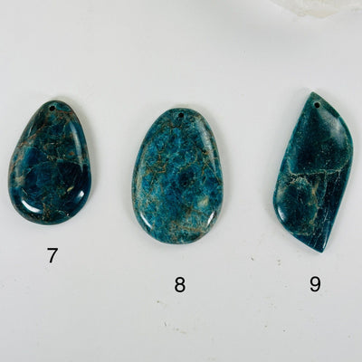 Apatite Polished Crystal Pendant - Assorted Shapes - You Choose variants 7, 8, and 9 labeled