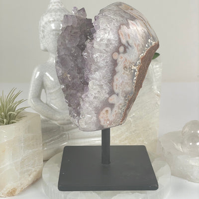 Amethyst Crystal Cluster with Stalactites on Metal Stand - One-of-a-Kind