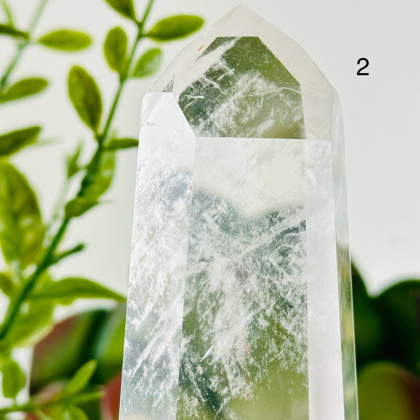 Crystal Quartz Point with Phantoms on Stand - You Choose #2 variant 2 labeled closeup for detail