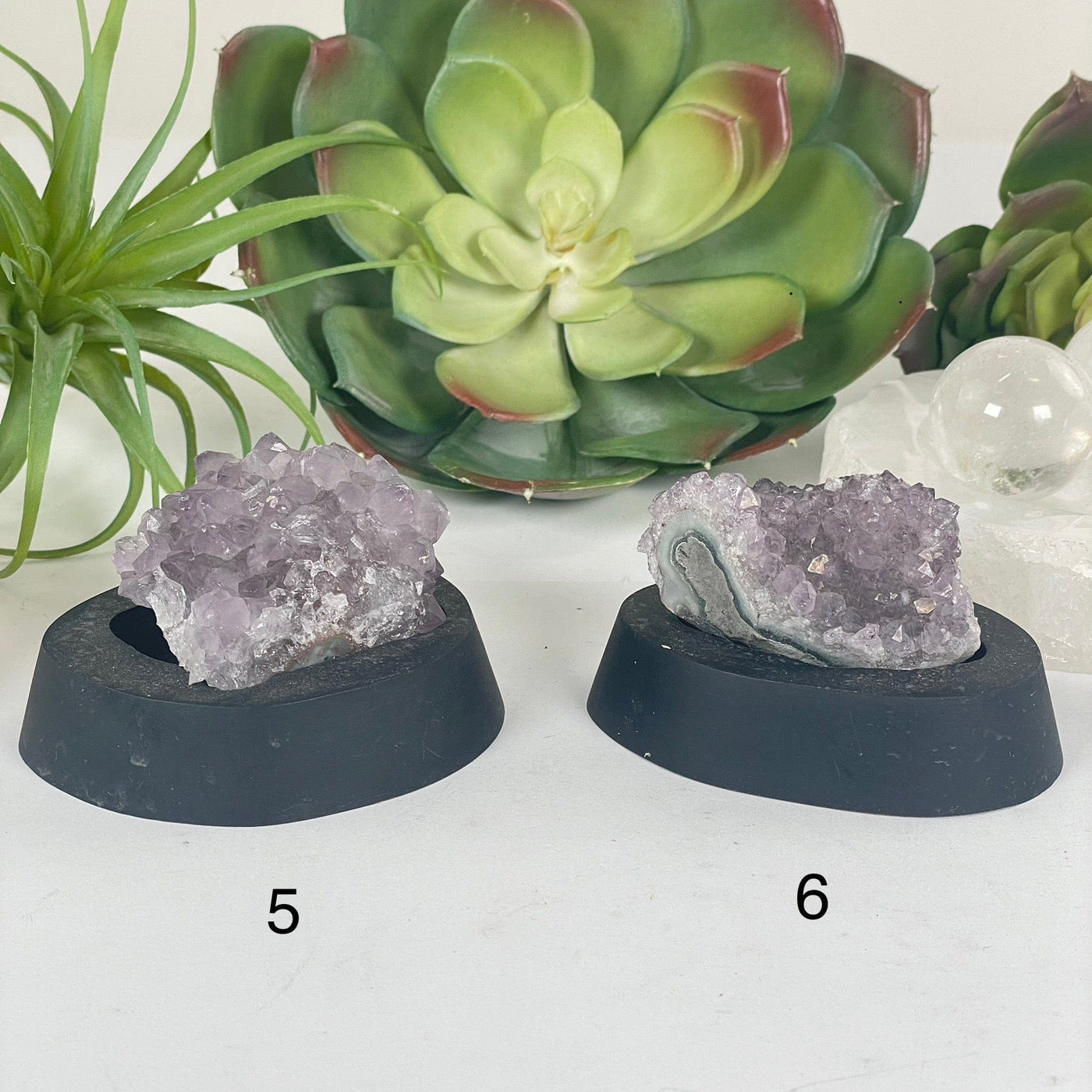 Amethyst Pine Crystal Cluster on Wooden Base from Uruguay - You Choose #4 variants 5 and 6 labeled