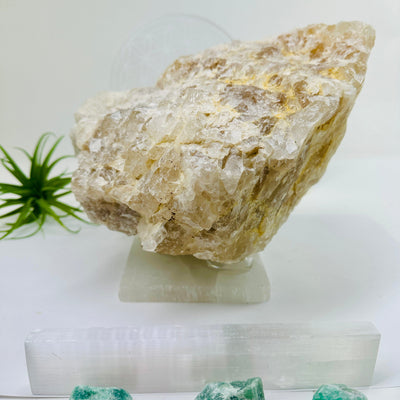 Aquamarine in matrix - extra large aquamarine crystal in natural rough stone back view