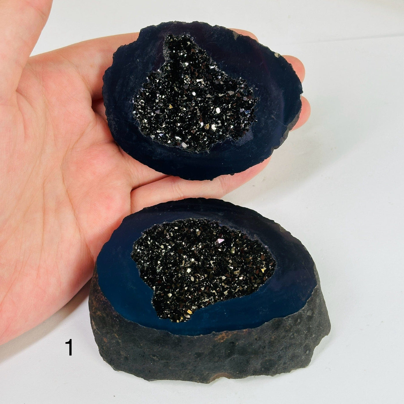 coated geode box with decorations in the background