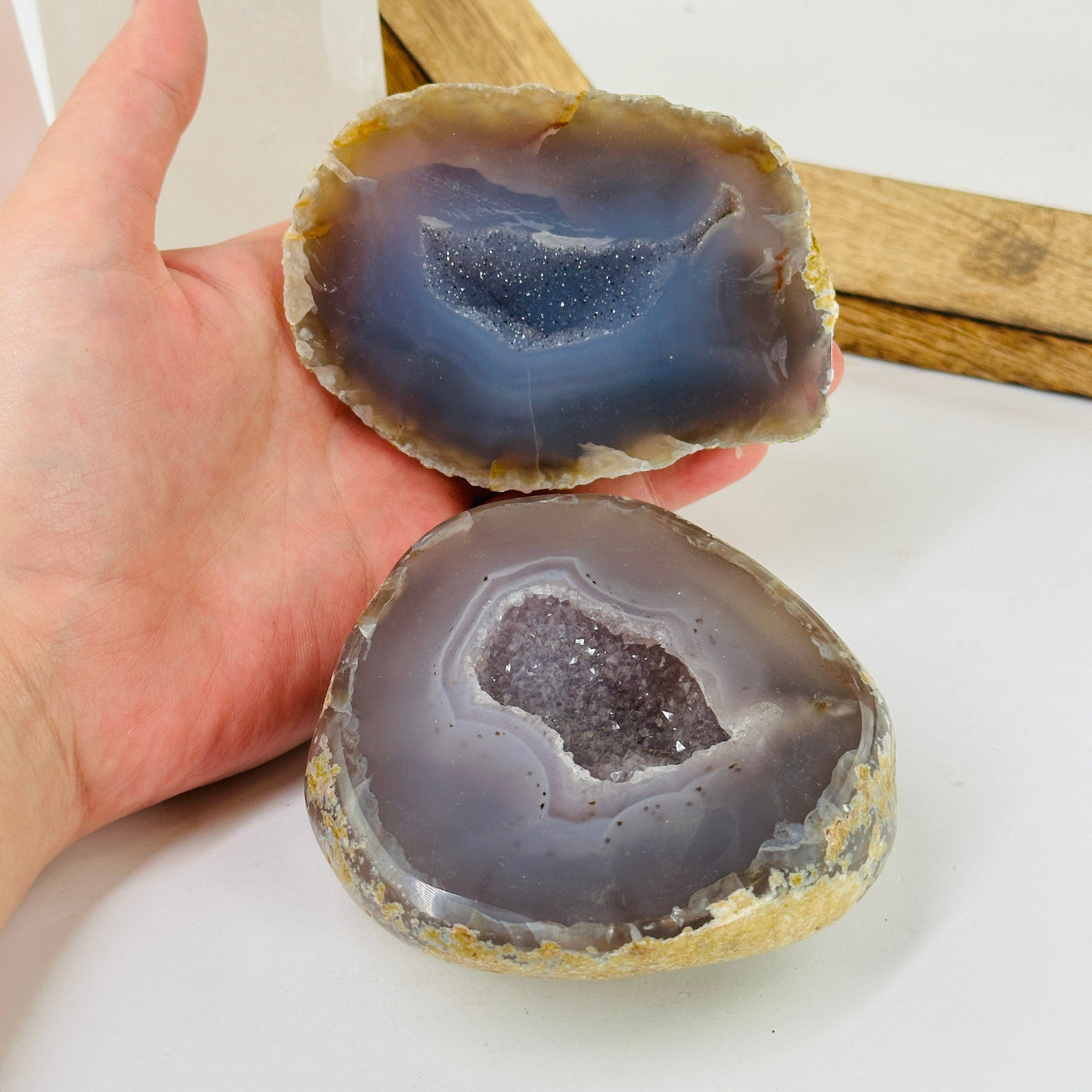 agate geode box with decorations in the background