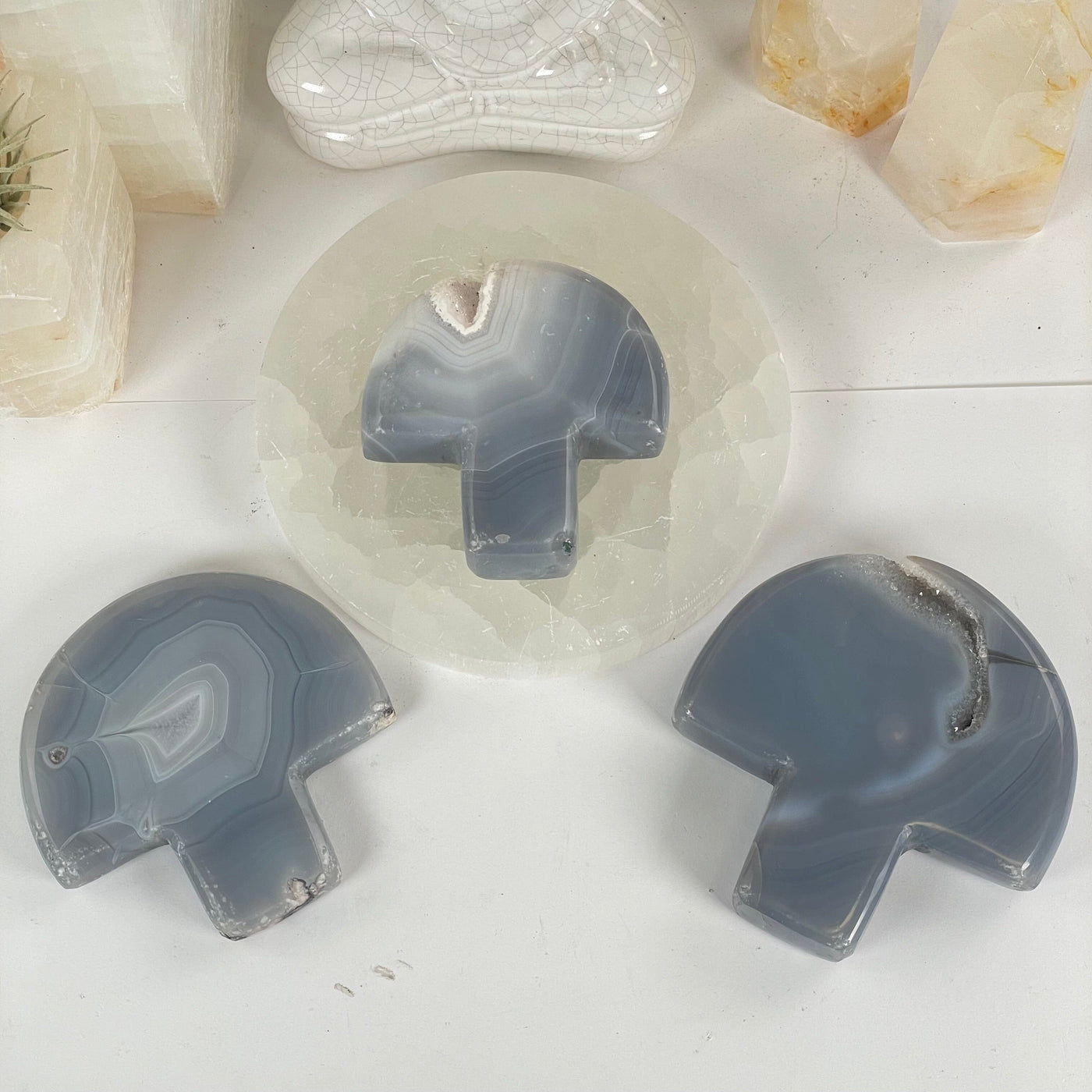 Agate Druzy Crystal Mushroom - You Choose all variants top front view