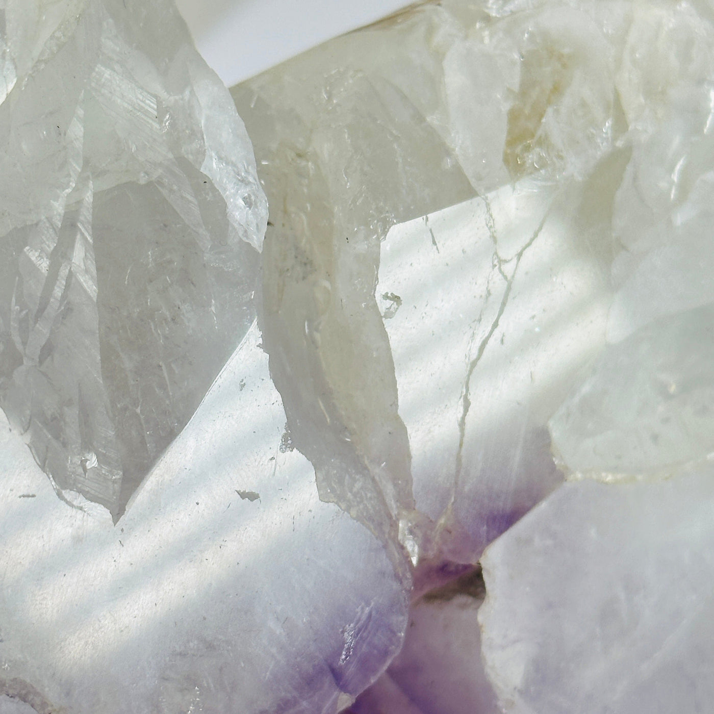 up close shot of glued section on amethyst heart