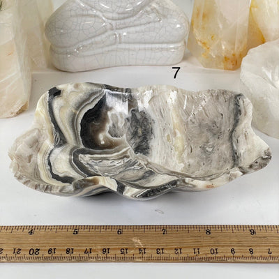 Mexican Onyx Small Bowl - Crystal Dish - You Choose #3 variant 7 labeled with ruler for size reference