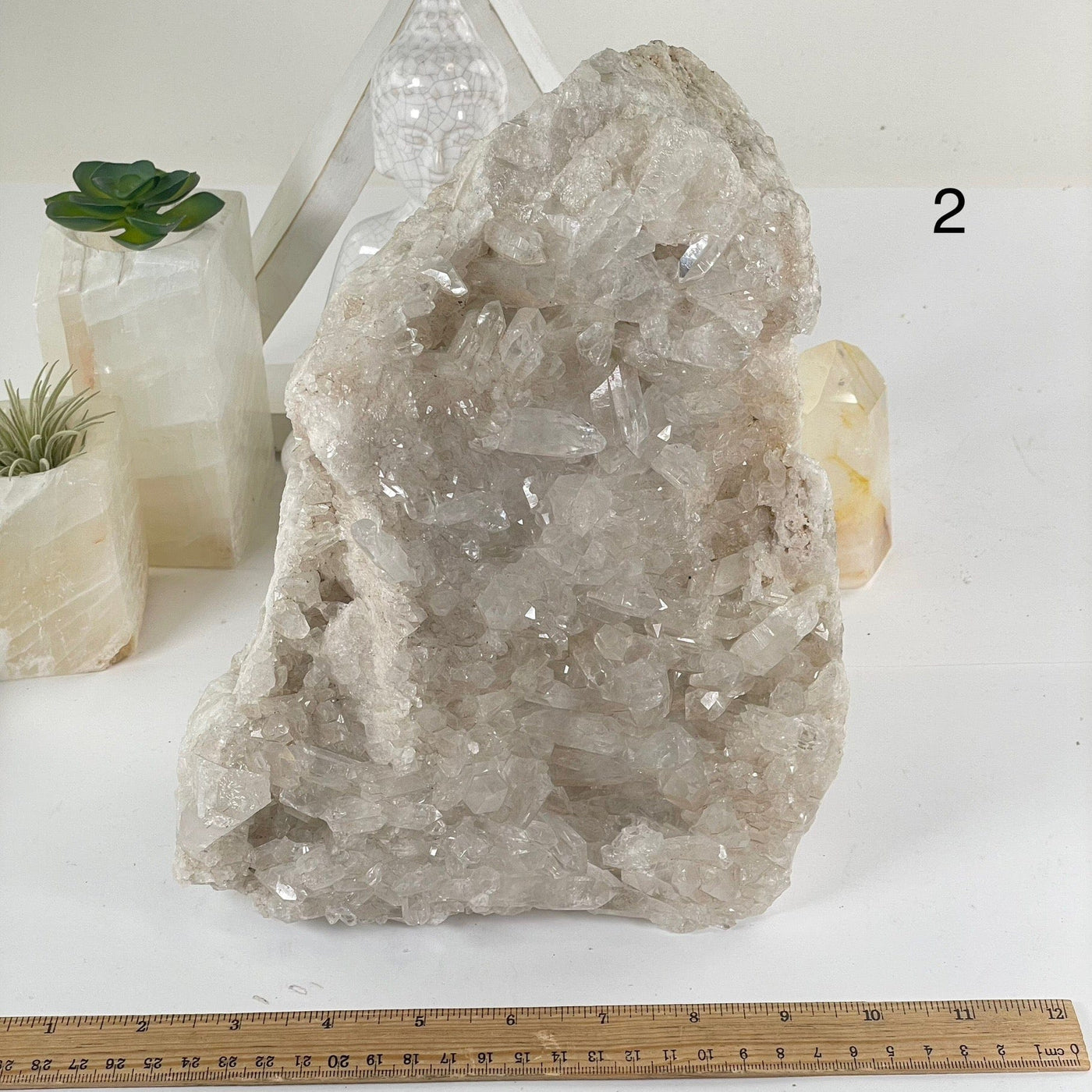 Large Crystal Quartz Cluster - You Choose #1 variant 2 labeled with ruler for size reference