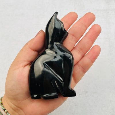 Black Onyx Cat in hand for size reference 