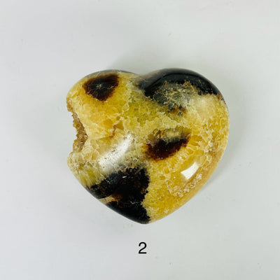 septarian hearts with decorations in the background