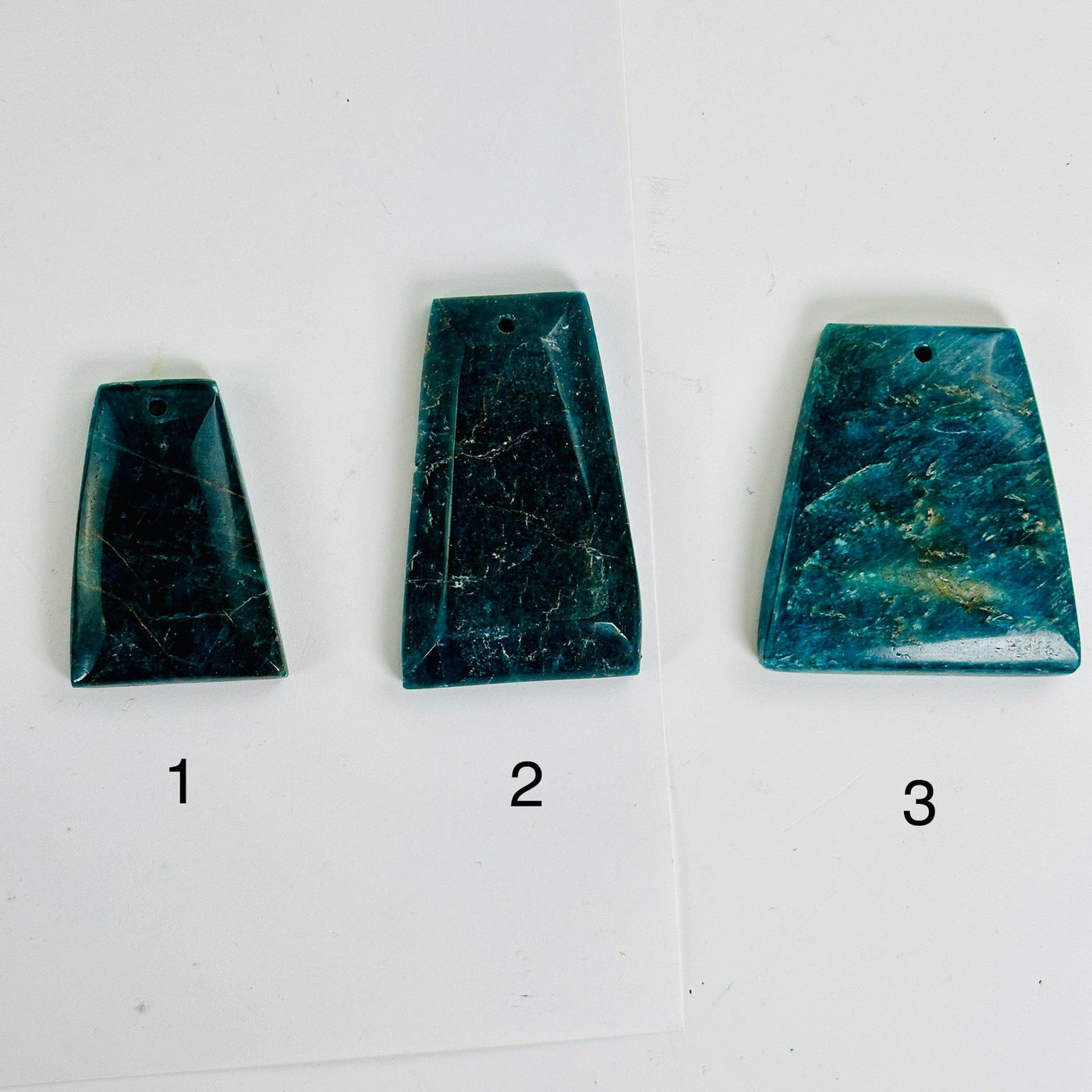 Apatite Polished Crystal Pendant - Assorted Shapes - You Choose 1, 2, and 3 labeled