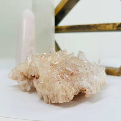 lemurian quartz with decorations in the background