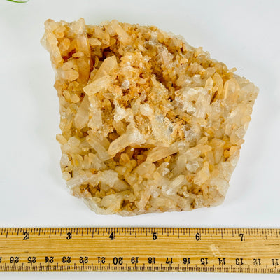 Tangerine Quartz Crystal Cluster - One of a Kind #3 top view with ruler for size reference