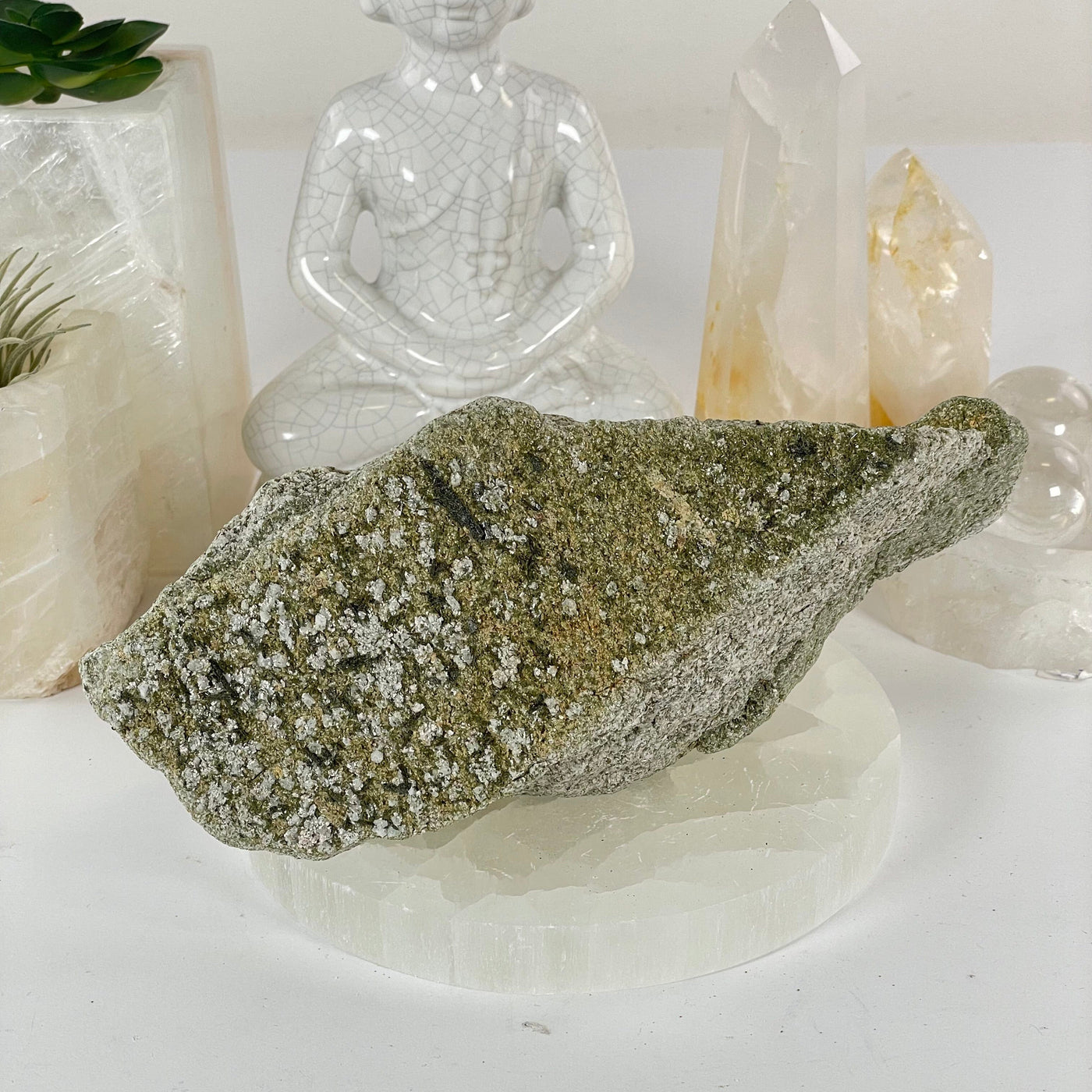 Epidote Crystal Cluster on Matrix - One-of-a-Kind #2 front view