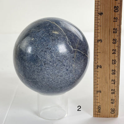 Lazulite Crystal Sphere - You Choose variant 2 with ruler for size reference