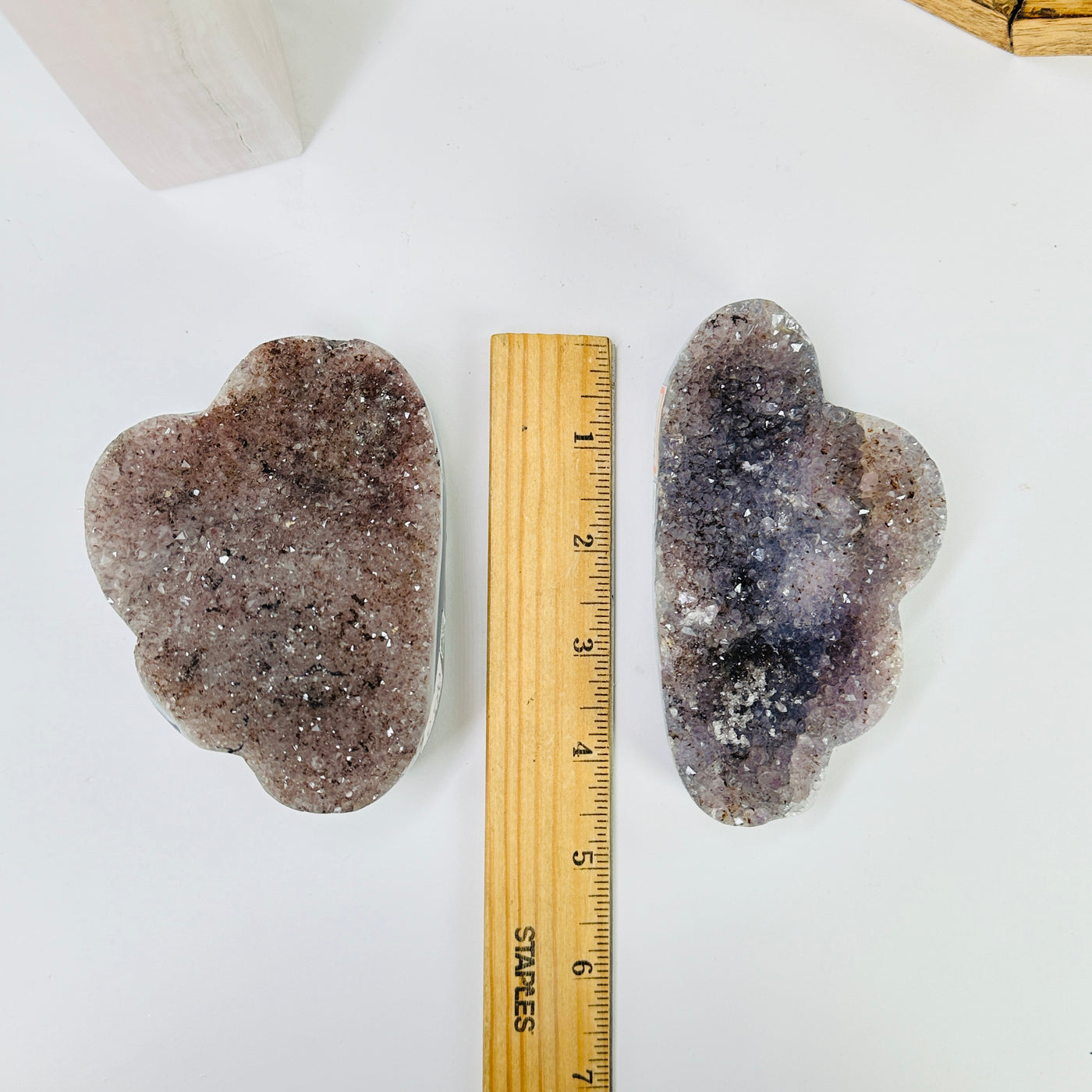 amethyst cloud next to a ruler for size reference