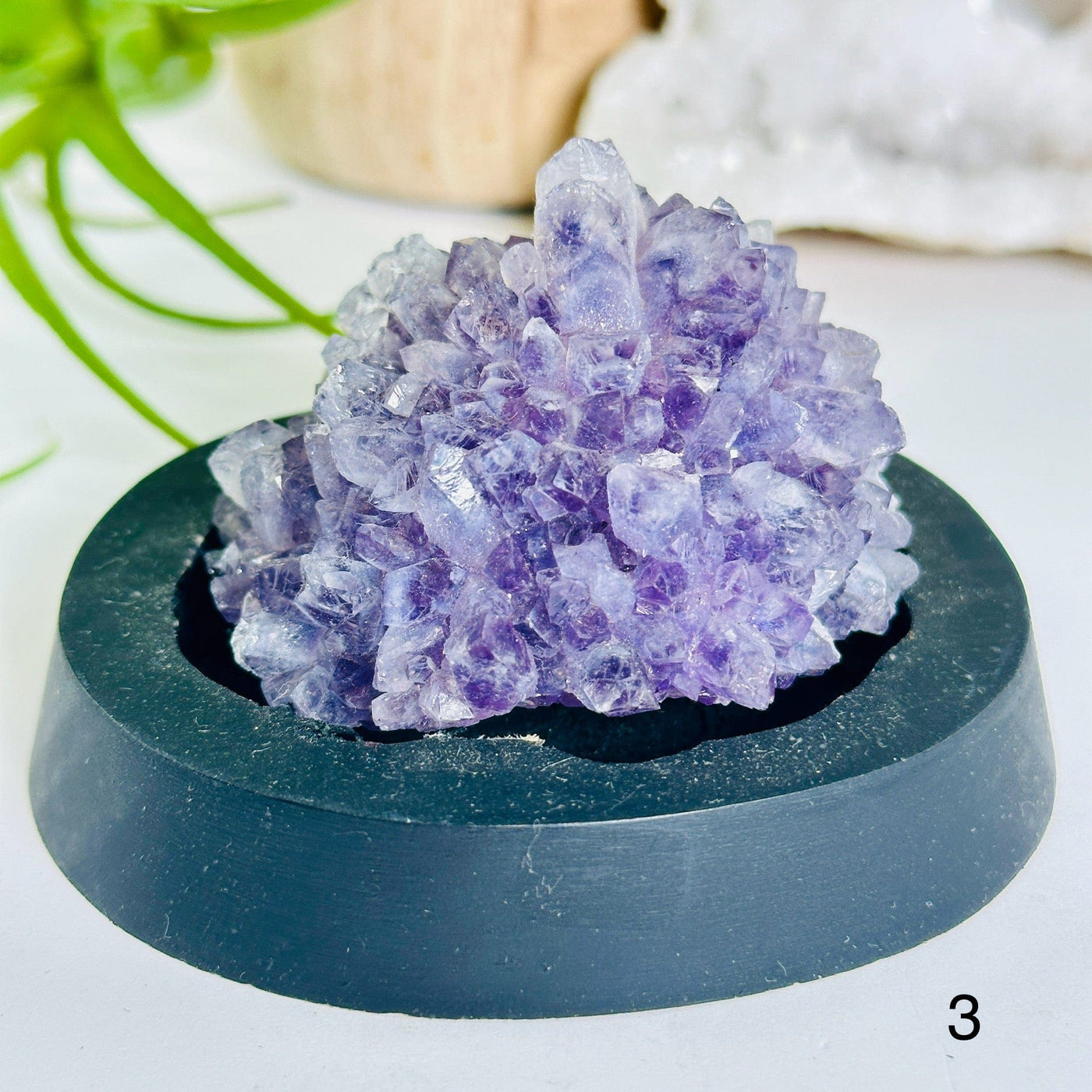 Amethyst Pine Crystal Cluster on Wooden Base from Uruguay - You Choose #3 variant 3 labeled