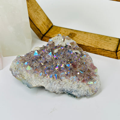 amethyst with decorations in the background