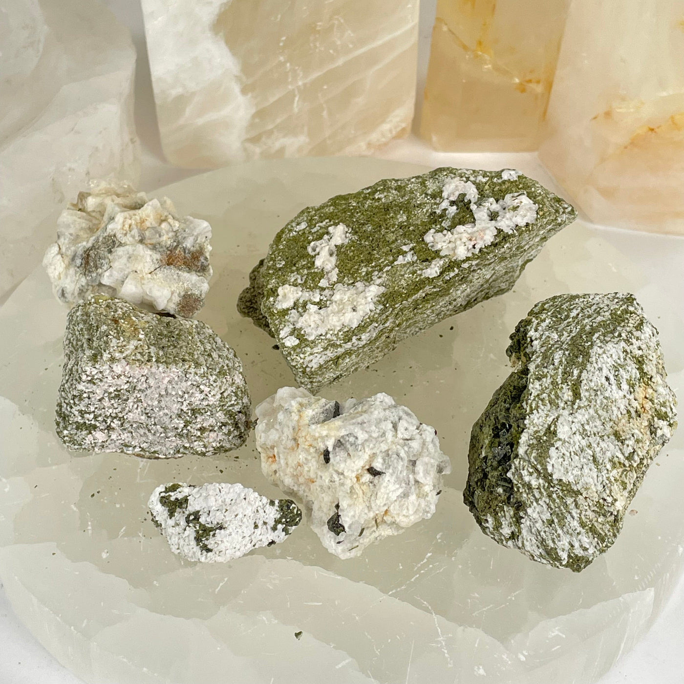 Epidote Small Crystal Clusters on Matrix - You Get All all rocks front view