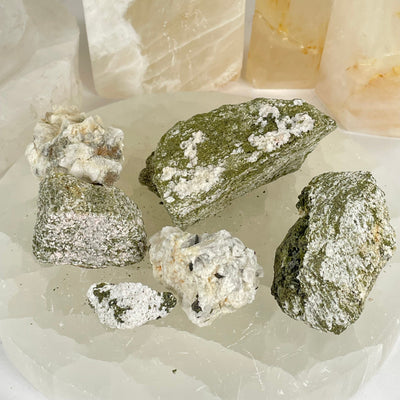 Epidote Small Crystal Clusters on Matrix - You Get All all rocks front view