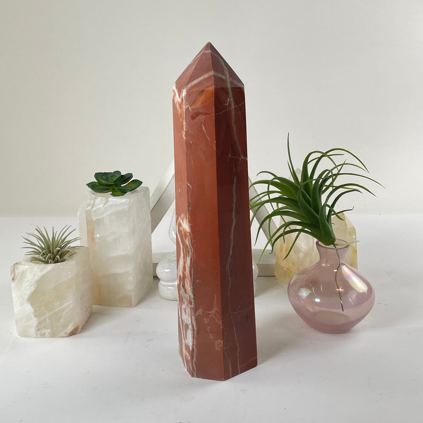 Red Jasper Crystal Obelisk another side