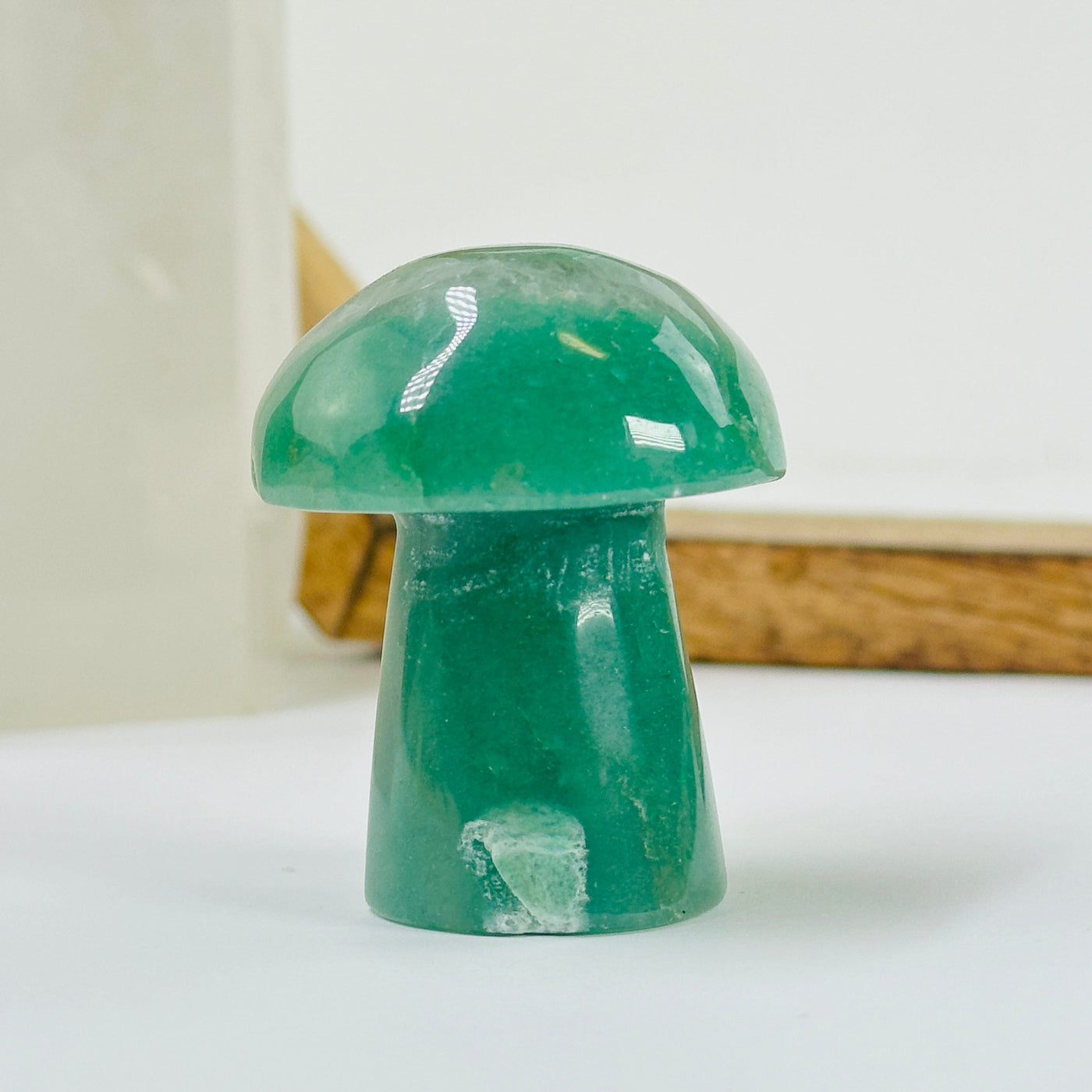 aventurine mushroom with decorations in the background