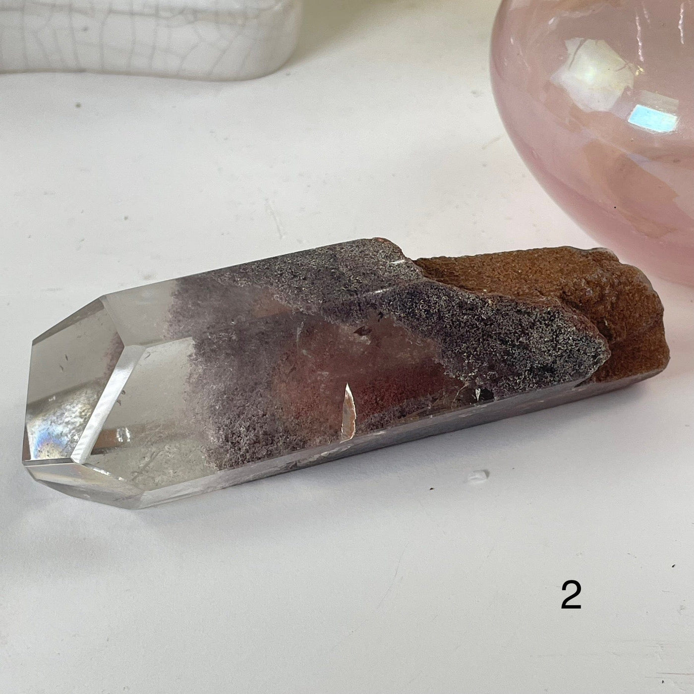 Garden Quartz Lodalite Polished Crystal Prism - choice #2