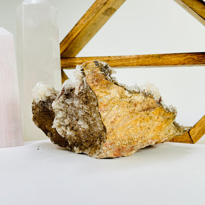 calcite with decorations in the background