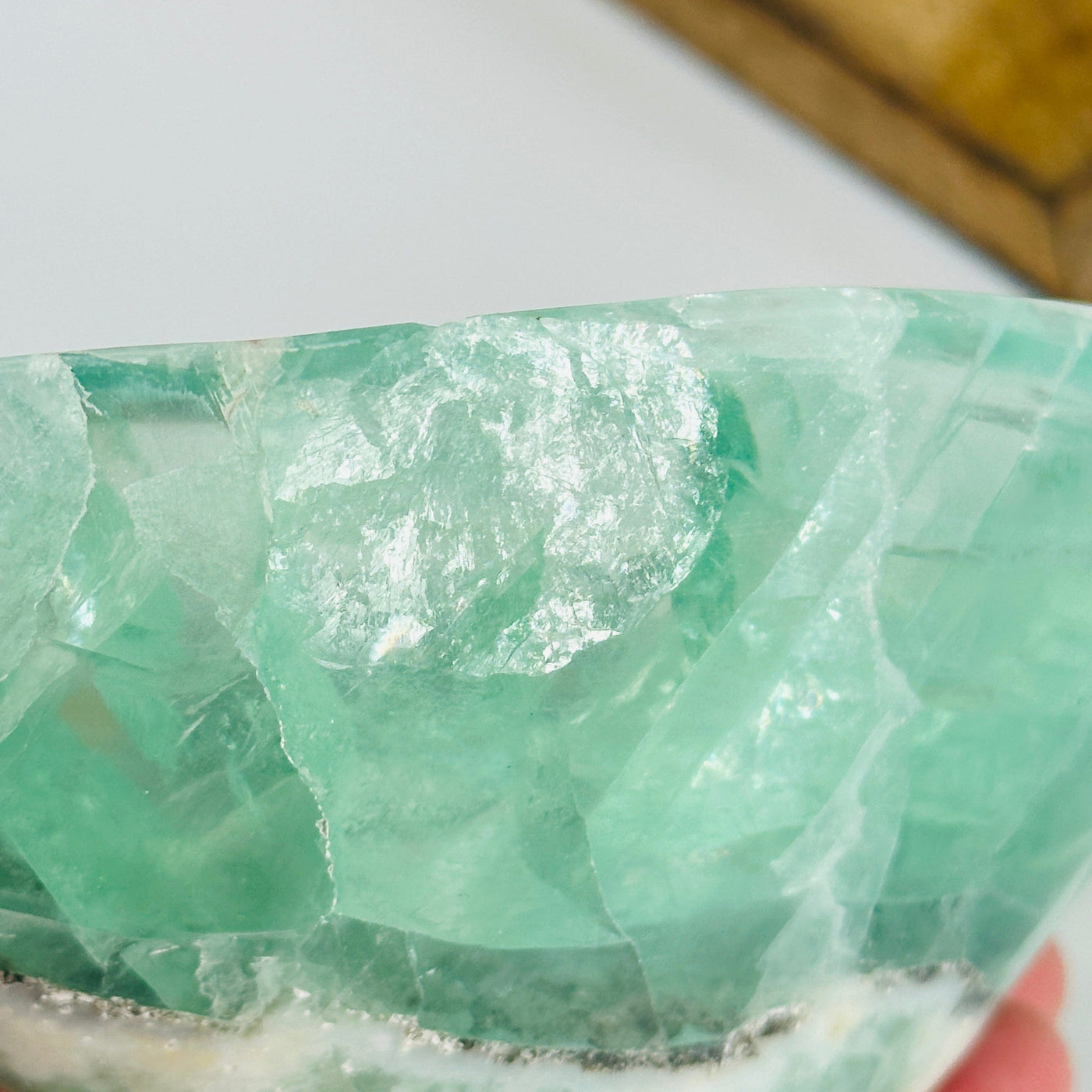 Large chip on the side of the Fluorite Crystal Bowl
