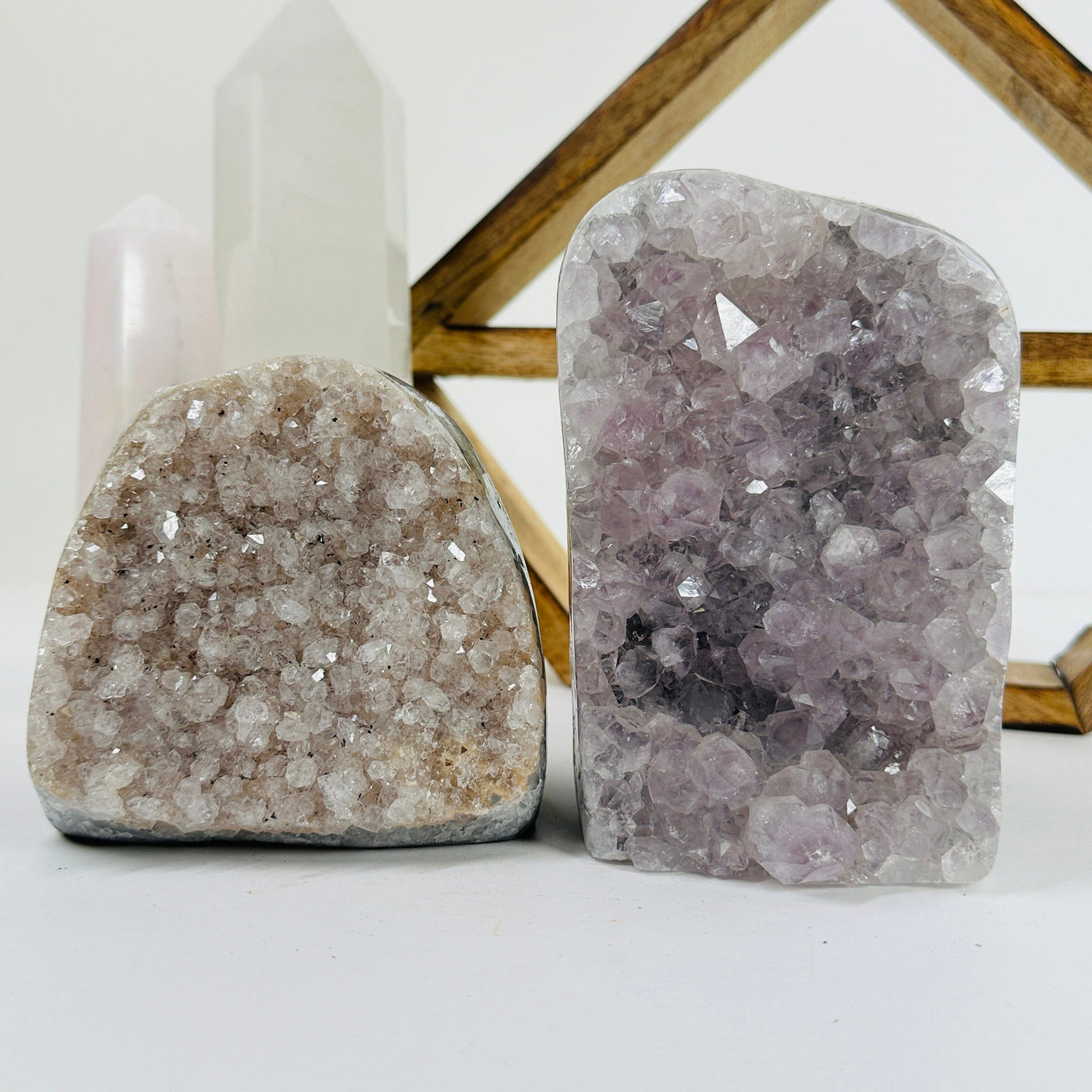 amethyst candle holder with decorations in the background