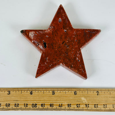 Red Jasper Crystal Star - One-of-a-Kind with ruler for size reference