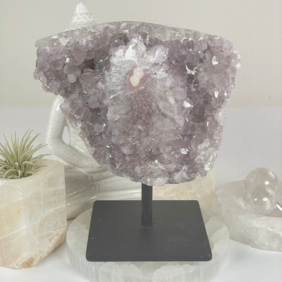 Amethyst Crystal Cluster with Stalactites on Metal Stand - One-of-a-Kind