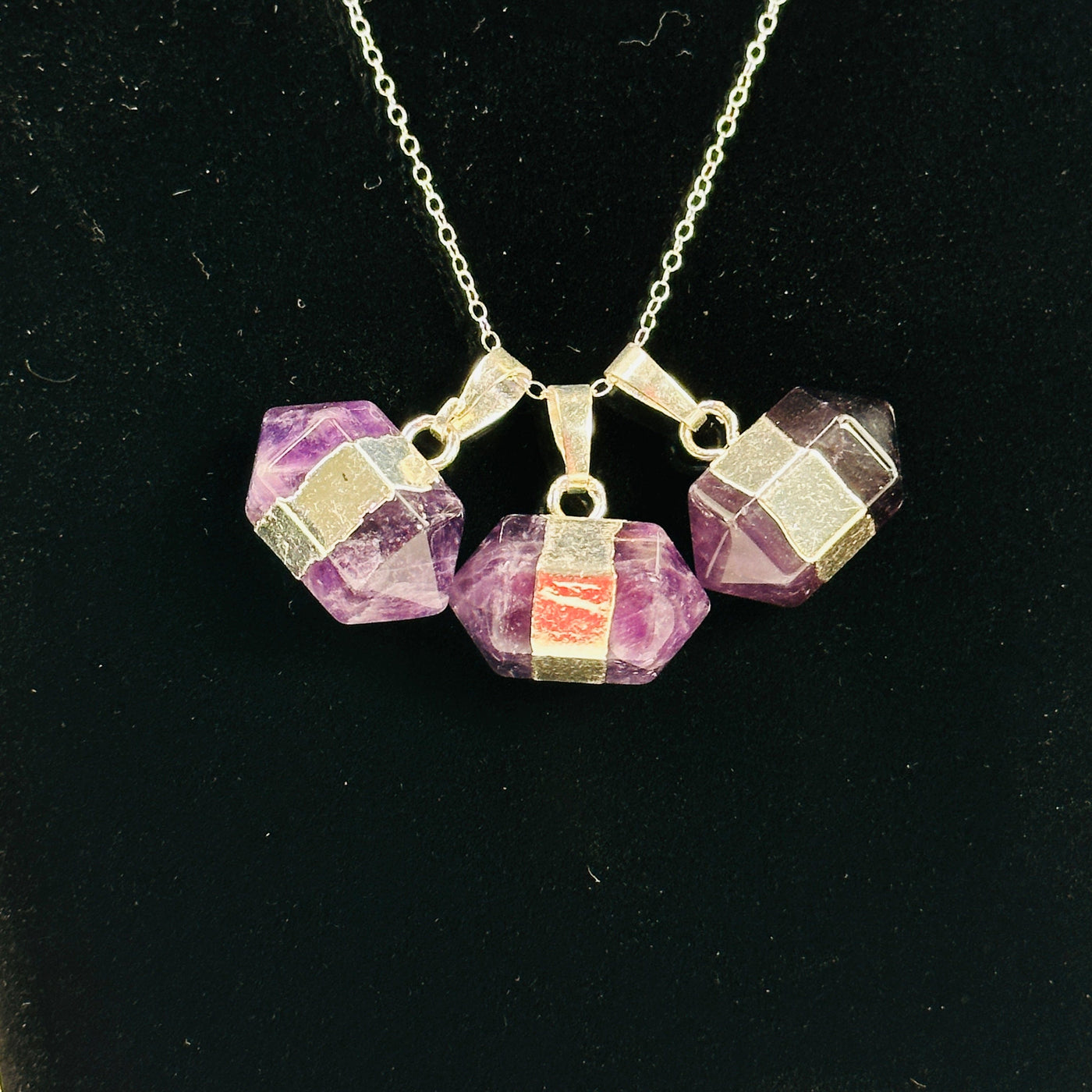 amethyst pendants on necklace chain