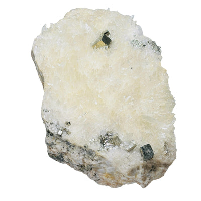 Cubic Pyrite on High Grade Crystal Quartz Cluster - Rare Find side view