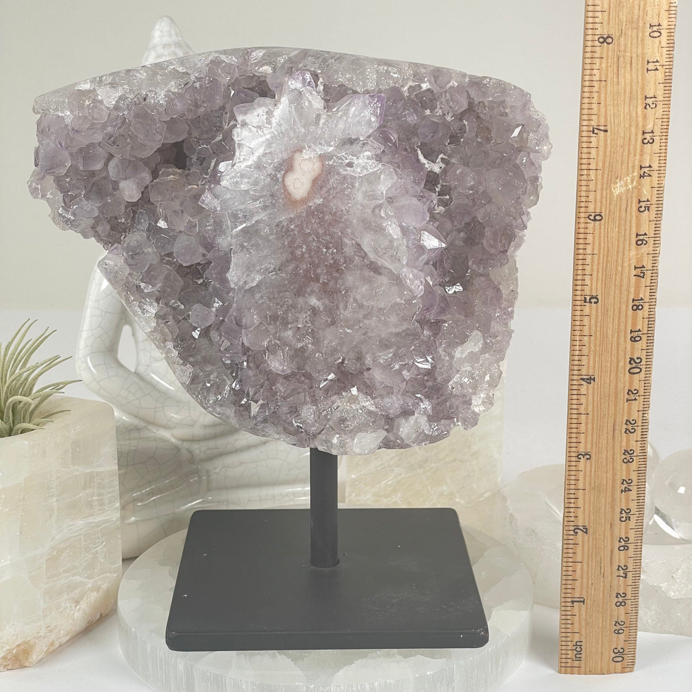 Amethyst Crystal Cluster with Stalactites on Metal Stand - One-of-a-Kind