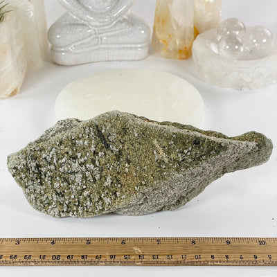 Epidote Crystal Cluster on Matrix - One-of-a-Kind #2 with ruler for size reference