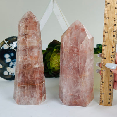 Hematoid Fire Quartz Polished Crystal Tower - You Choose both variants with ruler for size reference