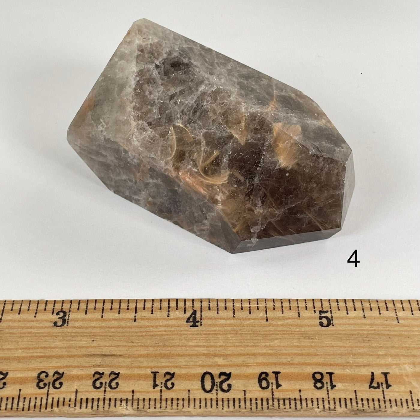 Amphibole Quartz Polished Freeform Crystal - As Is - You Choose variant 4 labeled with ruler for size reference